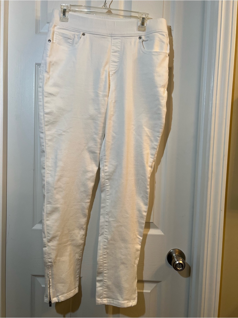 🦋Martha Stewart White Ankle Zip stretch Skinny Jeans size 14